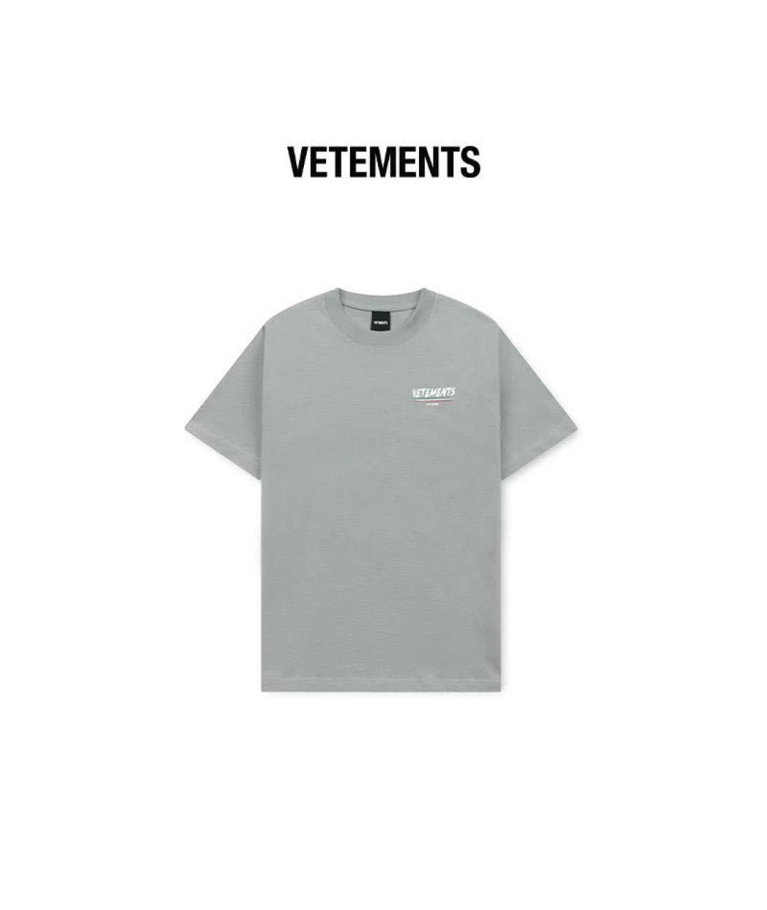 VETEMENTS Серая хлопковая футболка, фото 3