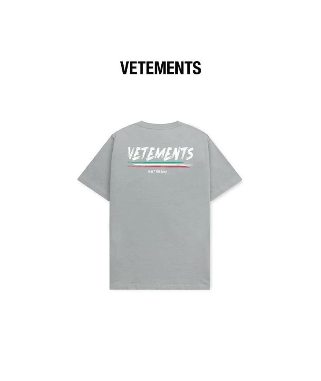 VETEMENTS Серая хлопковая футболка, фото 2
