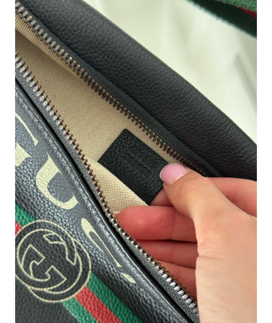 GUCCI Черная кожаная поясная сумка, фото 4