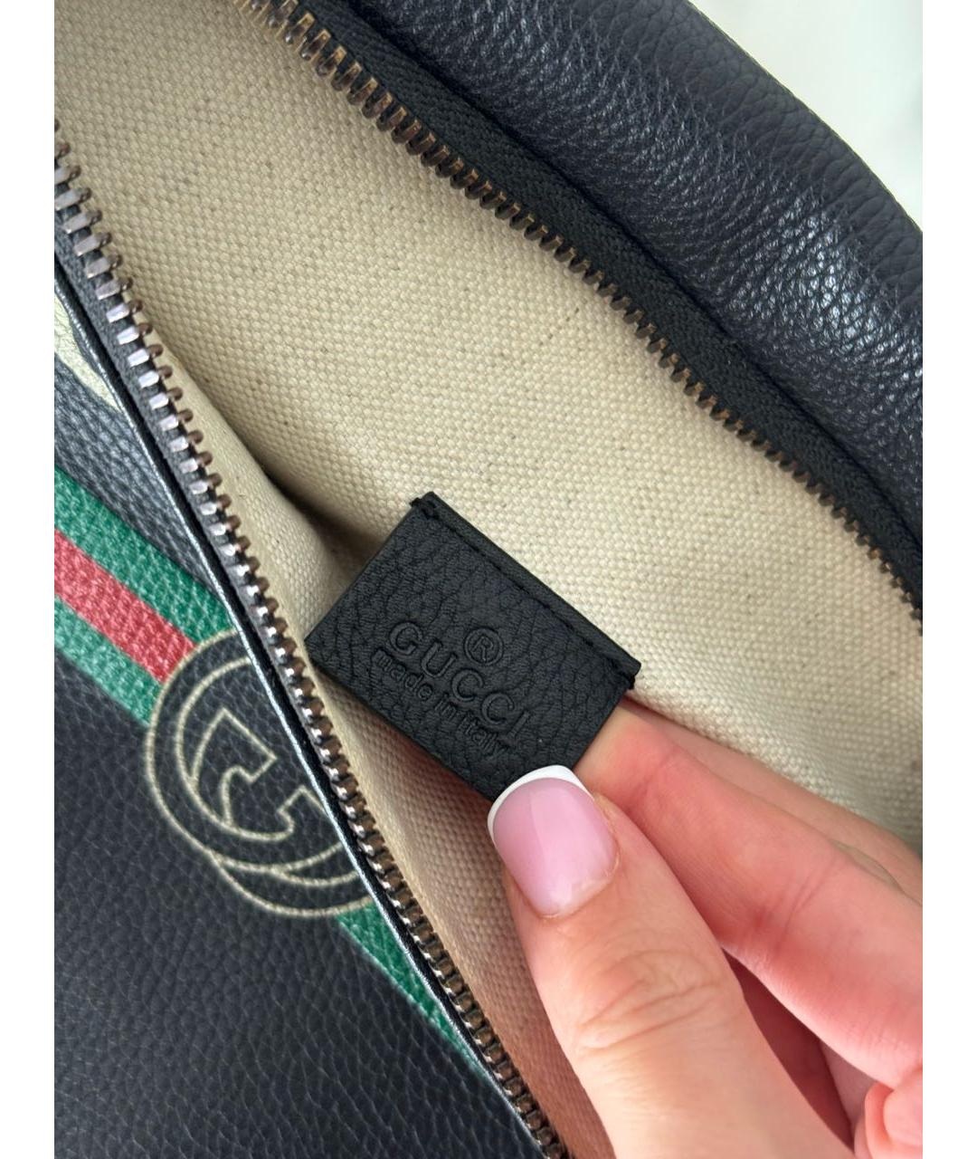 GUCCI Черная кожаная поясная сумка, фото 5