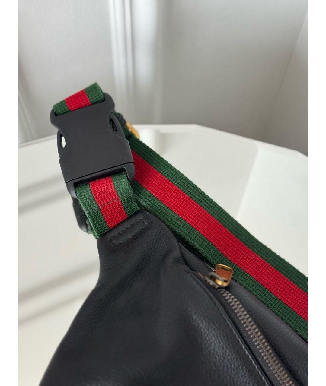 GUCCI Черная кожаная поясная сумка, фото 6