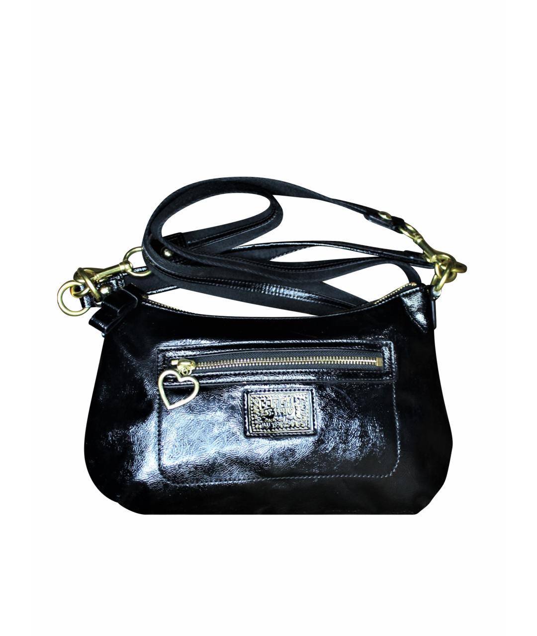 COACH Антрацитовая сумка через плечо из лакированной кожи, фото 1