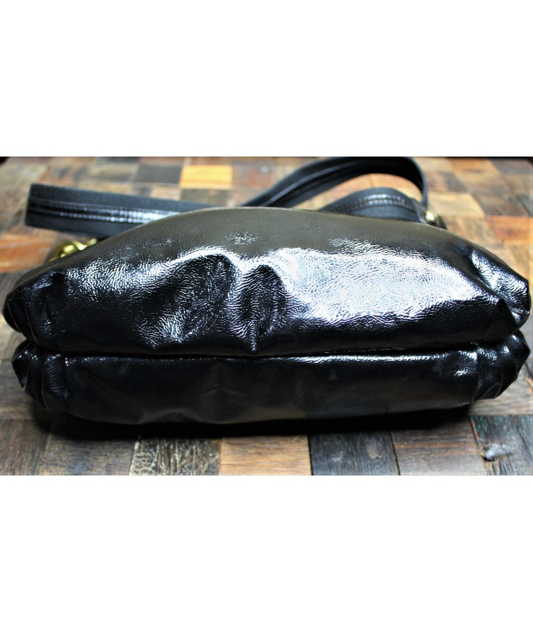 COACH Антрацитовая сумка через плечо из лакированной кожи, фото 6
