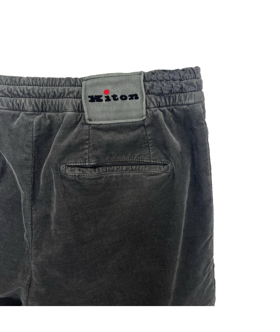 KITON Антрацитовые велюровые повседневные брюки, фото 2