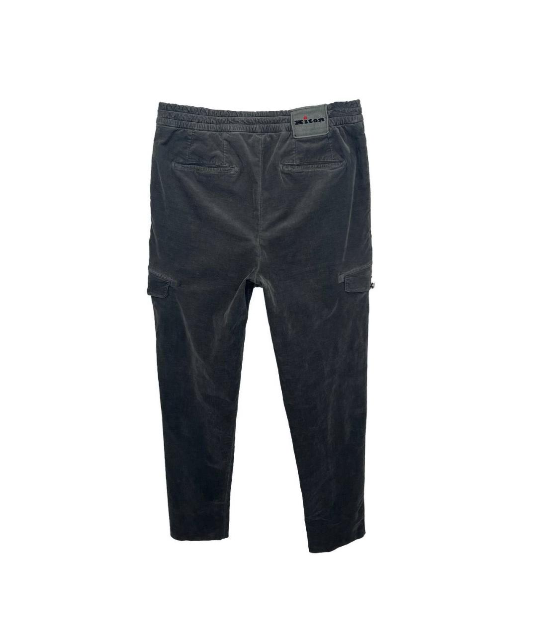 KITON Антрацитовые велюровые повседневные брюки, фото 3