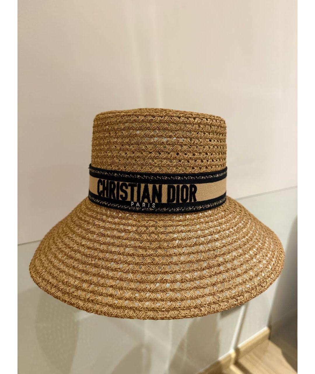 CHRISTIAN DIOR Бежевая соломенная шляпа, фото 5