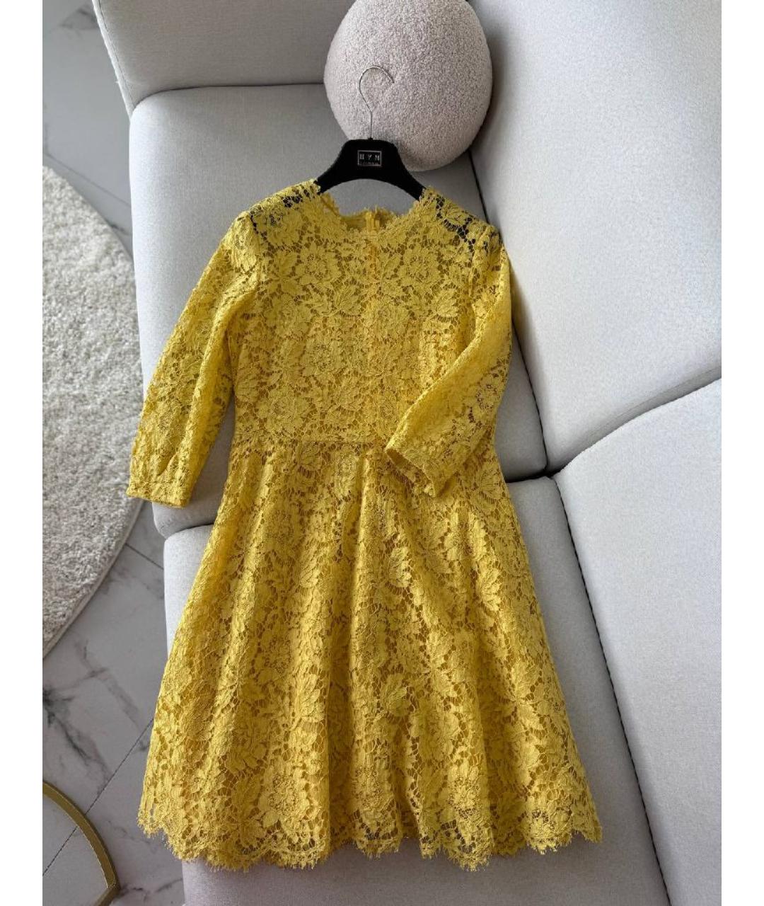 VALENTINO Желтое кружевное повседневное платье, фото 3