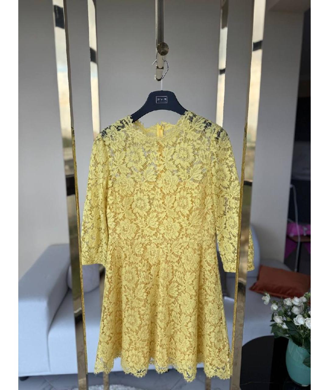 VALENTINO Желтое кружевное повседневное платье, фото 10