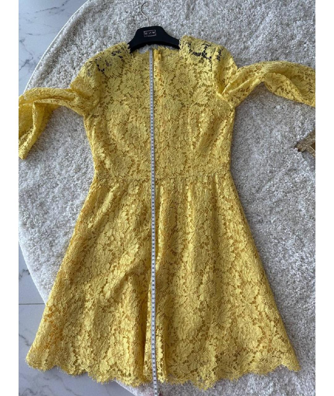 VALENTINO Желтое кружевное повседневное платье, фото 7