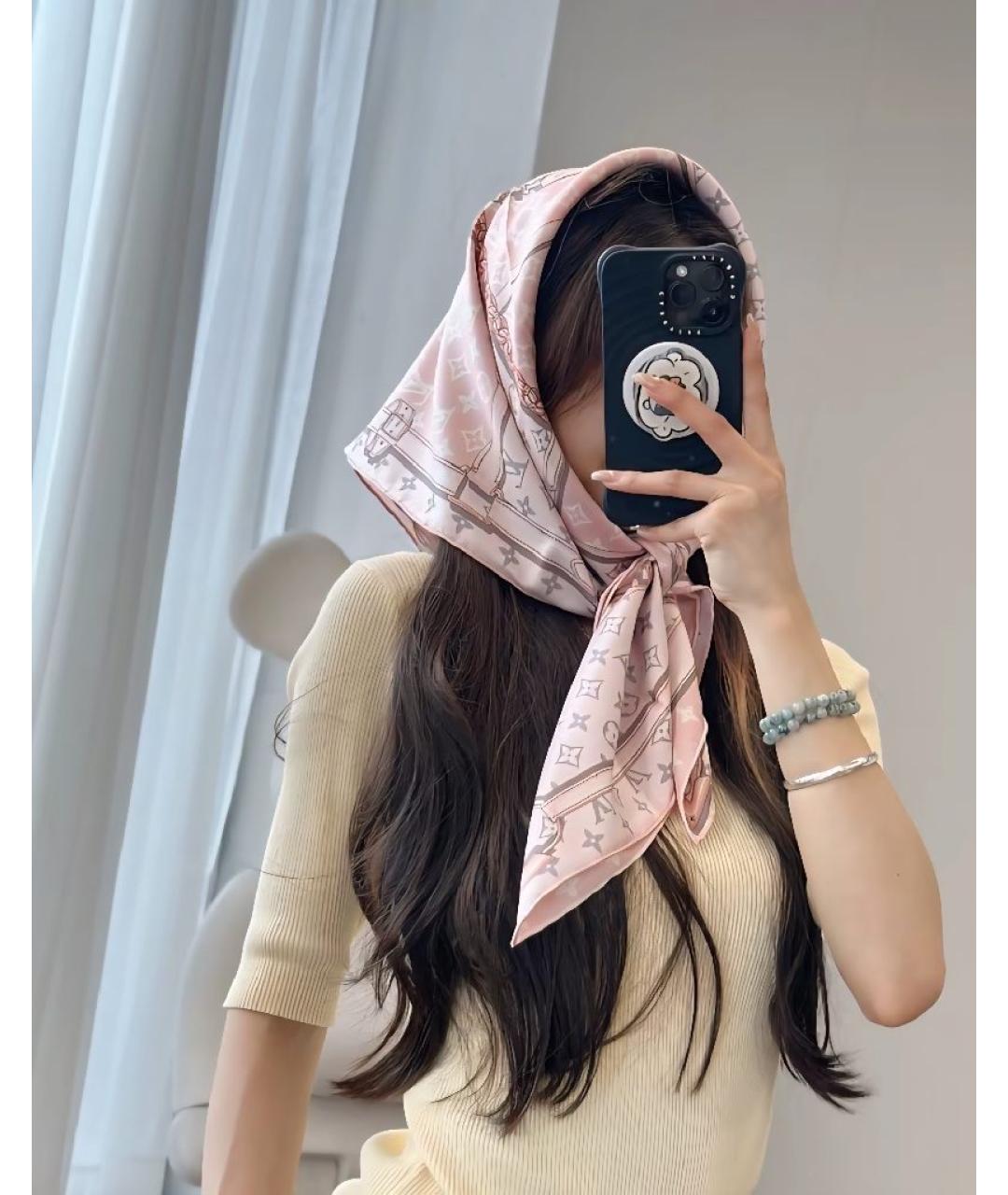 LOUIS VUITTON Розовый платок, фото 5