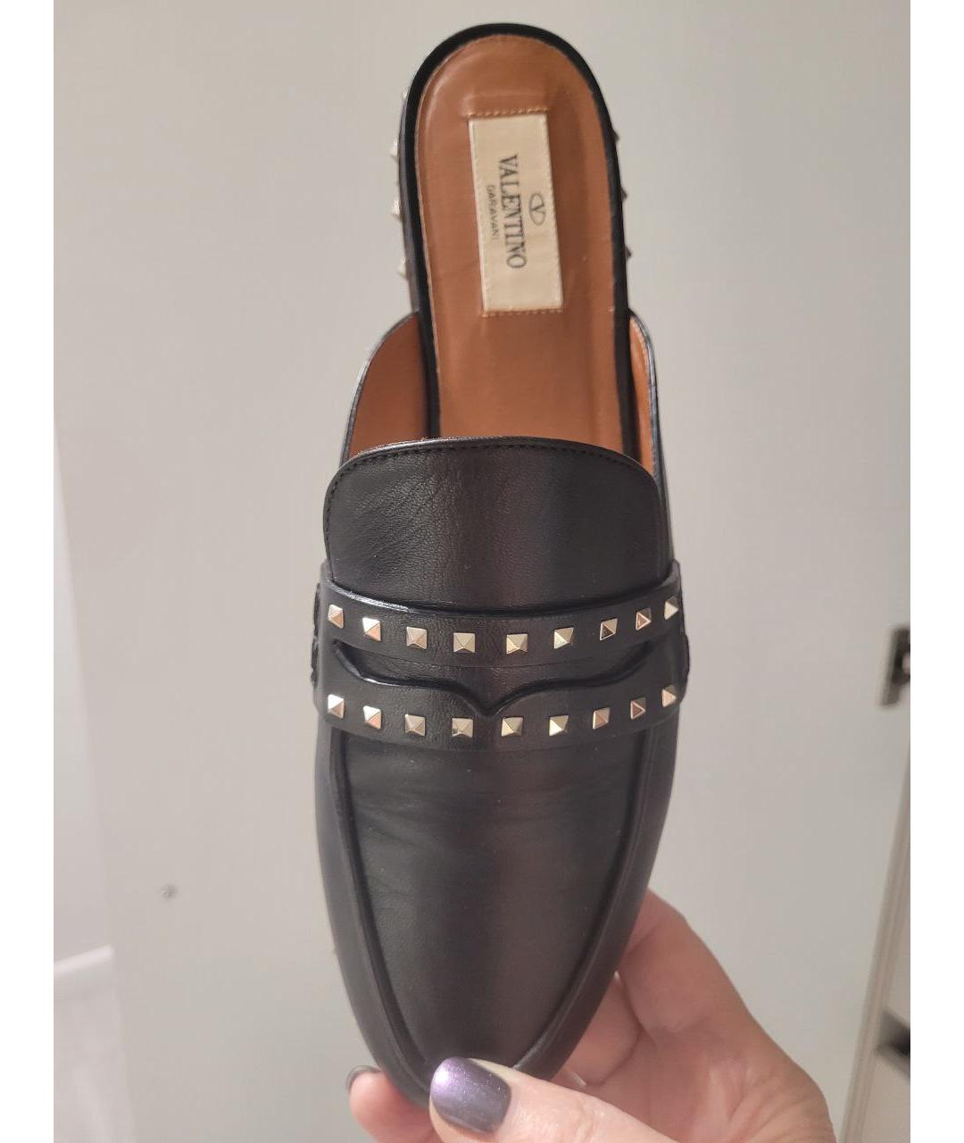 VALENTINO Черные кожаные мюли, фото 2