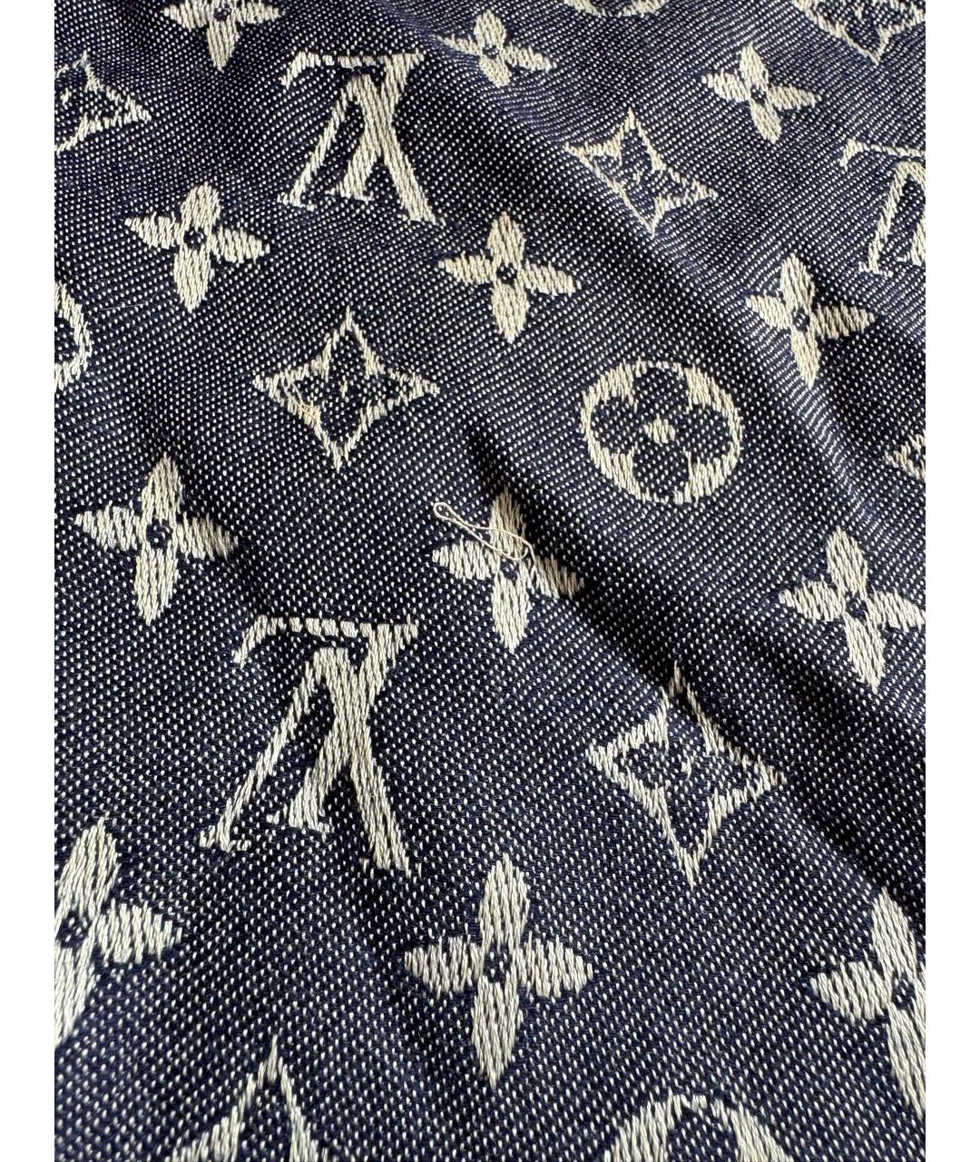 LOUIS VUITTON Темно-синий шерстяной шарф, фото 6