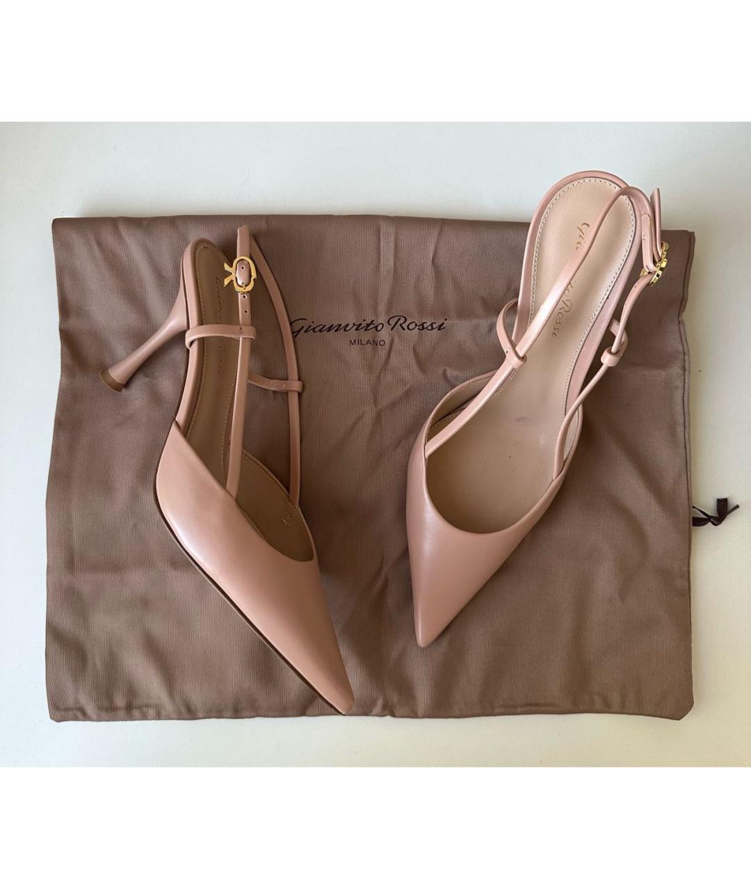 GIANVITO ROSSI Бежевые кожаные туфли, фото 8