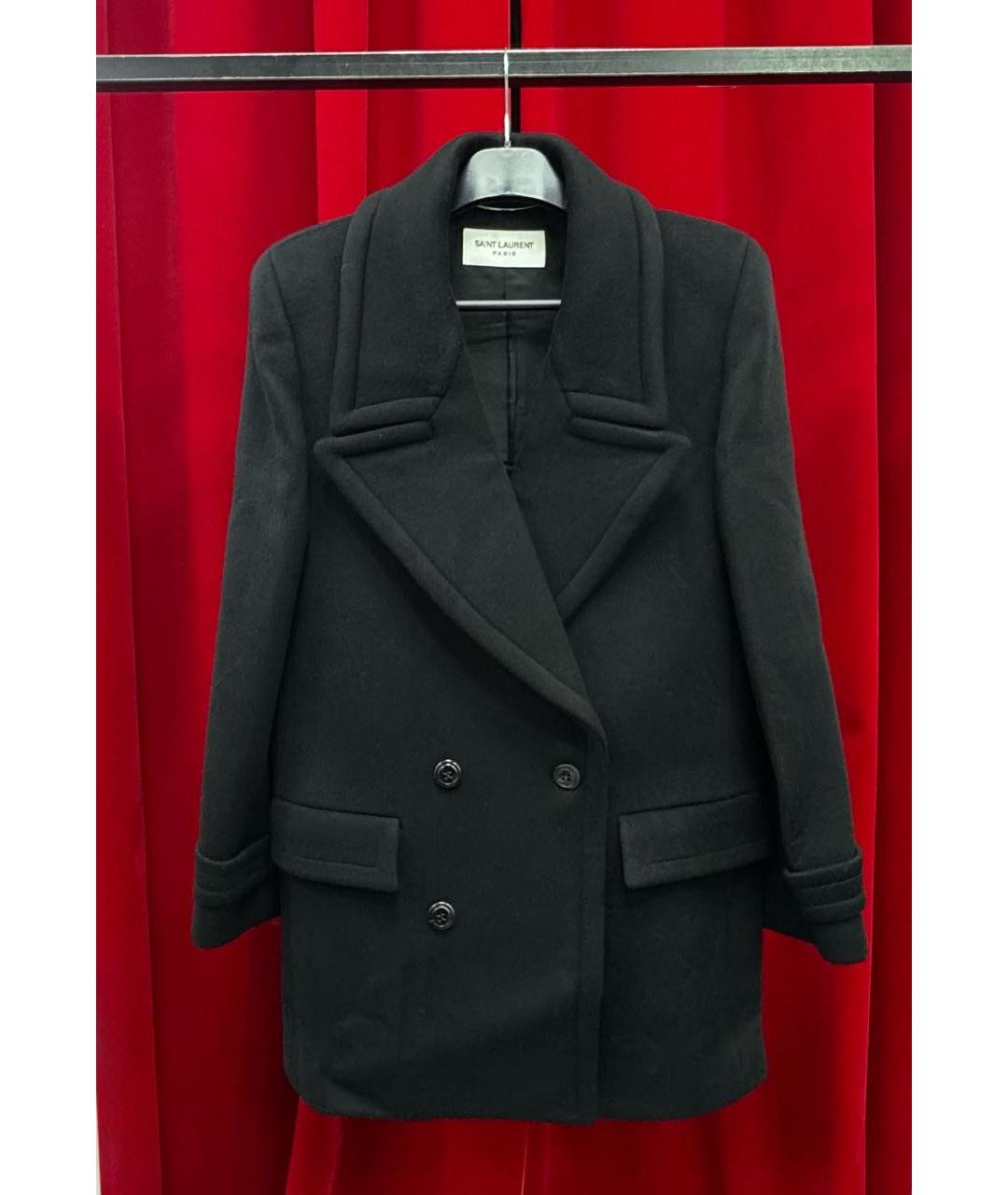 SAINT LAURENT Черное пальто, фото 5