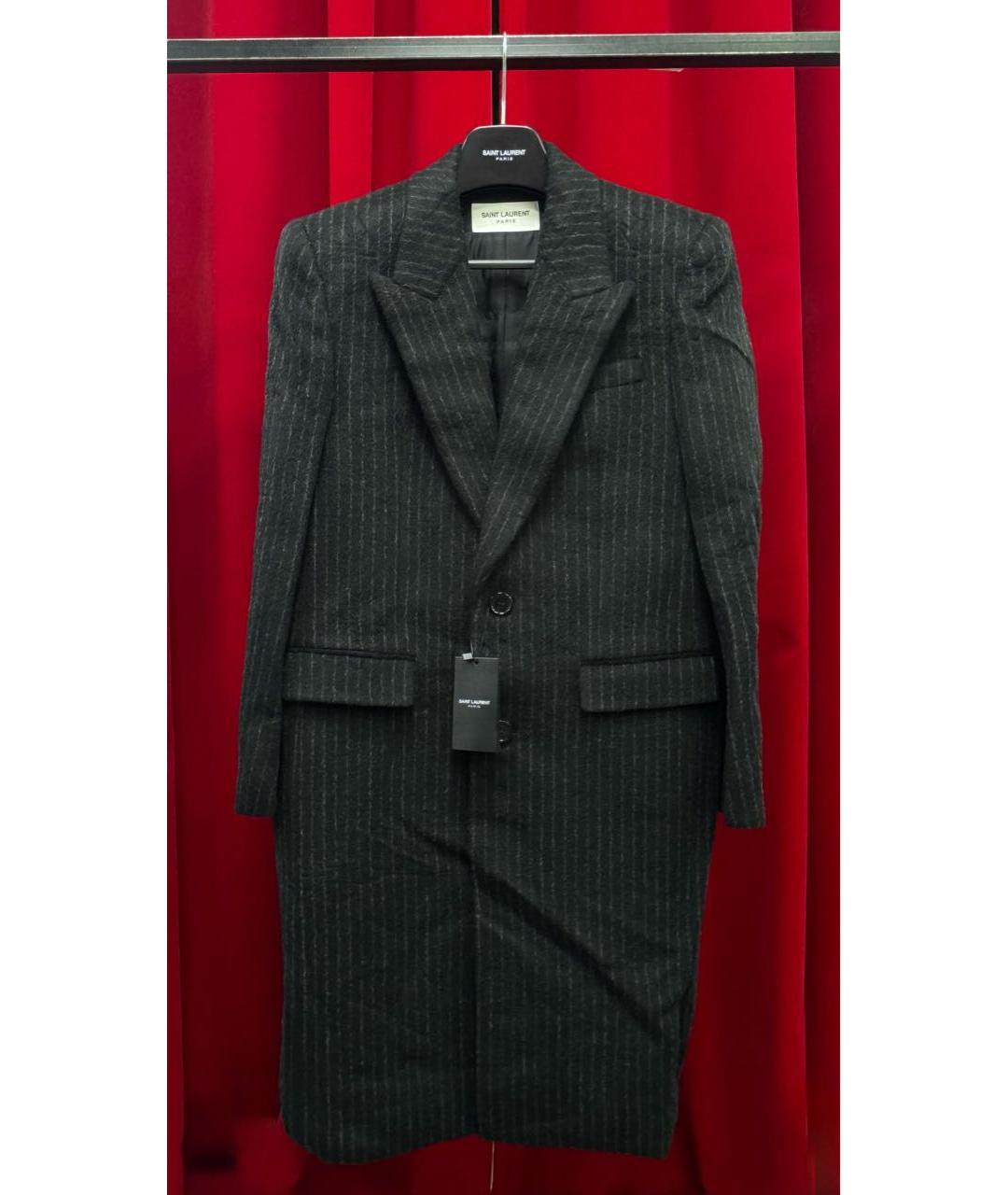 SAINT LAURENT Черное пальто, фото 4
