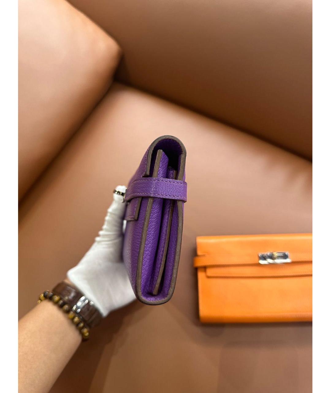 HERMES Фиолетовый кожаный кошелек, фото 6