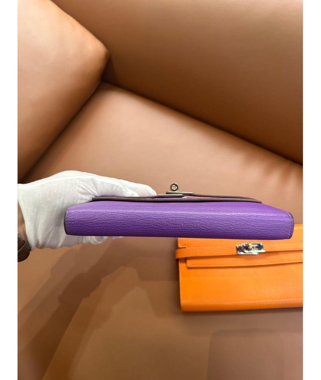 HERMES Фиолетовый кожаный кошелек, фото 8