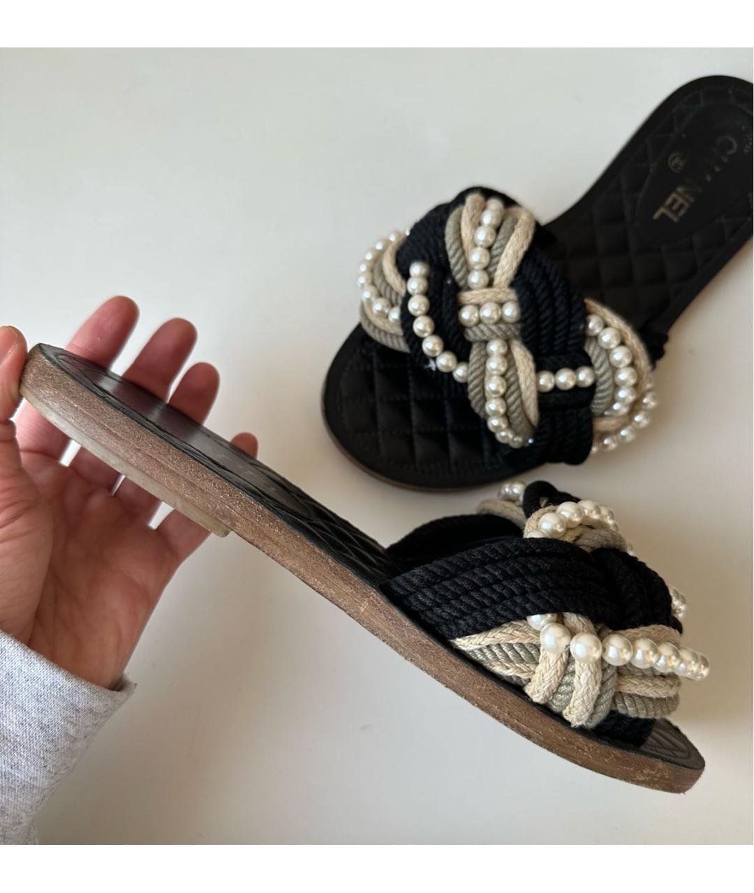 CHANEL Черные шлепанцы, фото 6