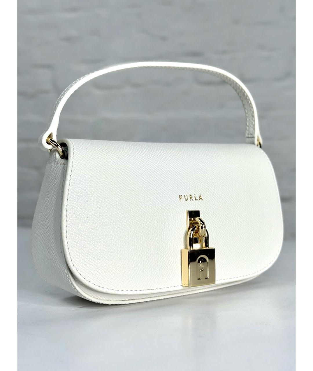 FURLA Белая кожаная сумка с короткими ручками, фото 5