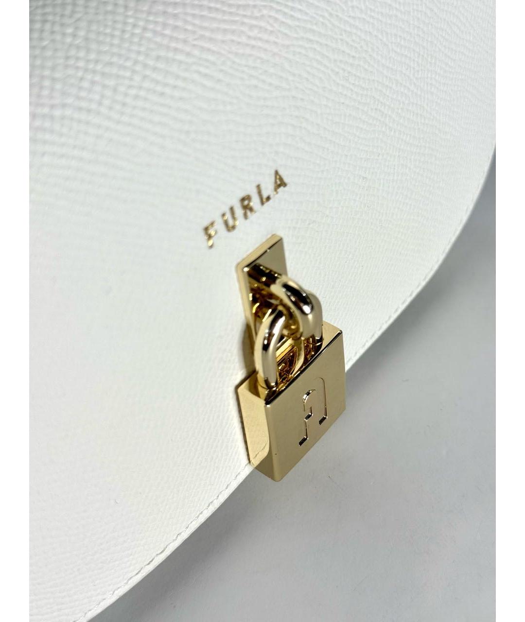 FURLA Белая кожаная сумка с короткими ручками, фото 6