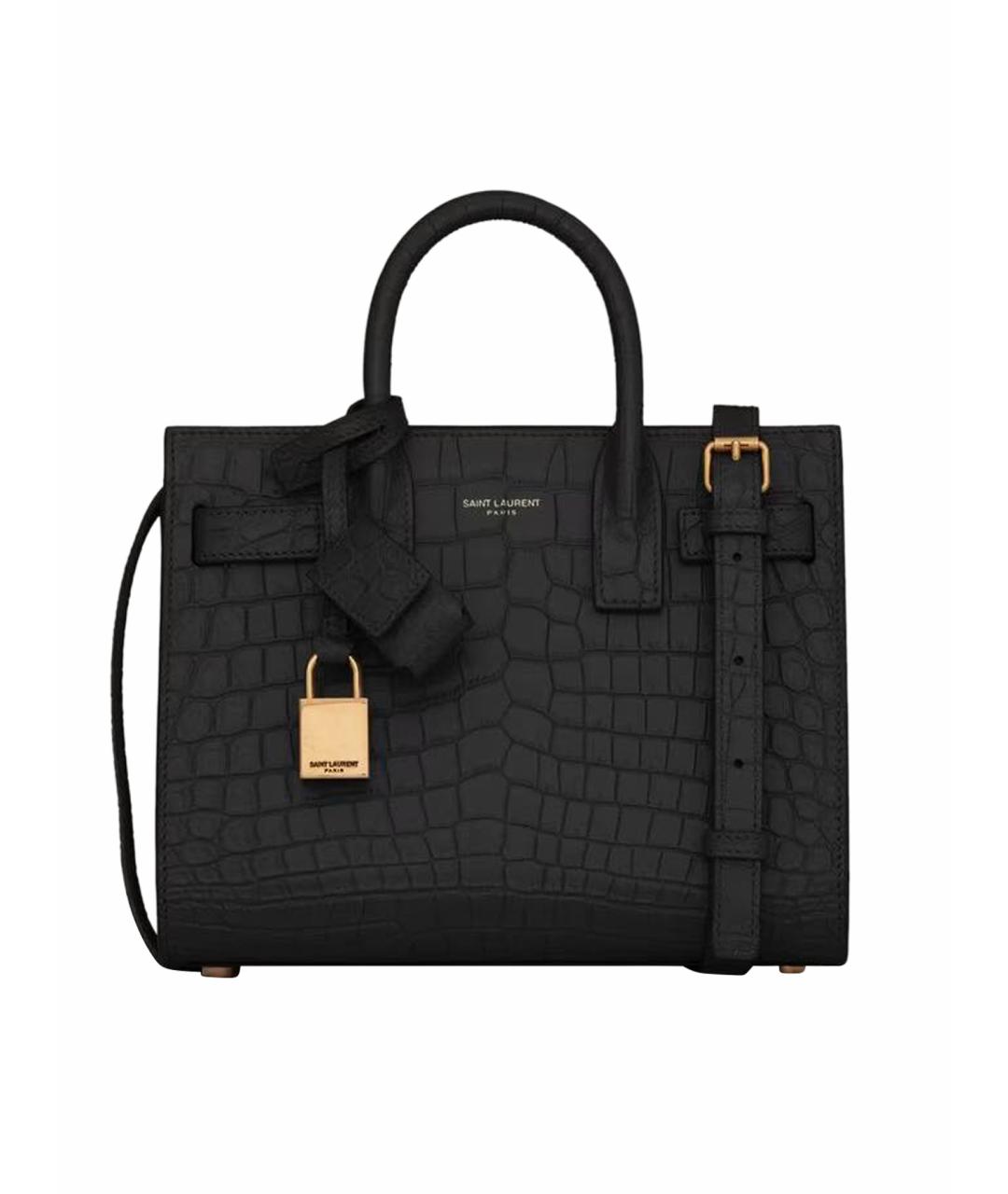 SAINT LAURENT Черная кожаная сумка тоут, фото 1