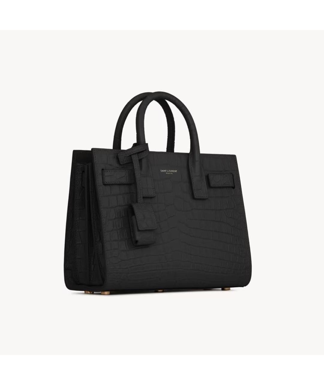 SAINT LAURENT Черная кожаная сумка тоут, фото 4