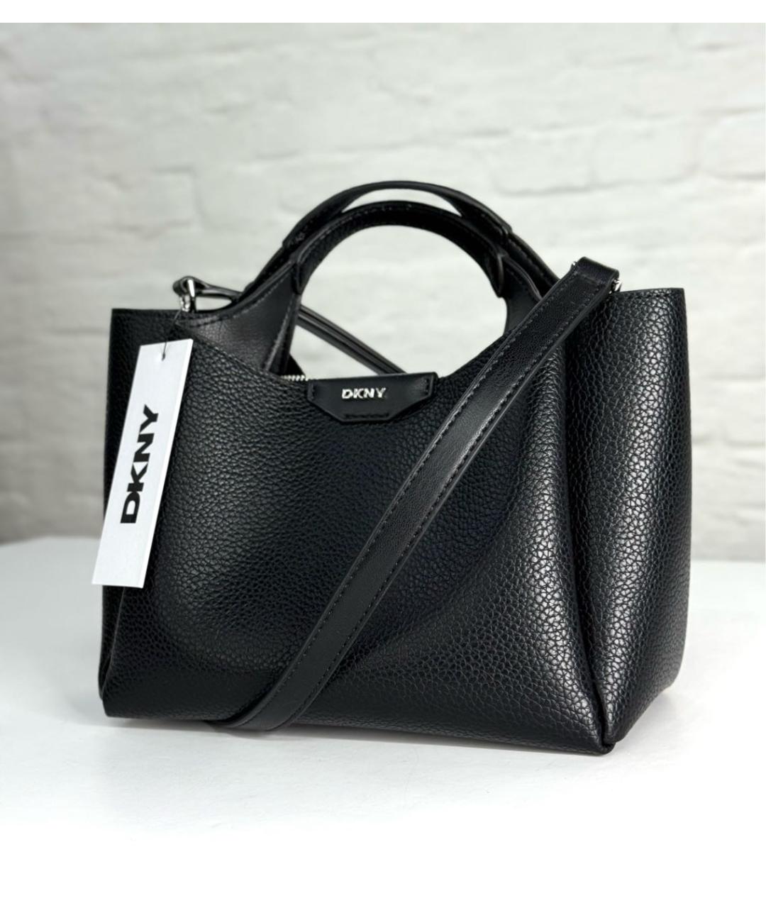 DKNY Черная кожаная сумка с короткими ручками, фото 8