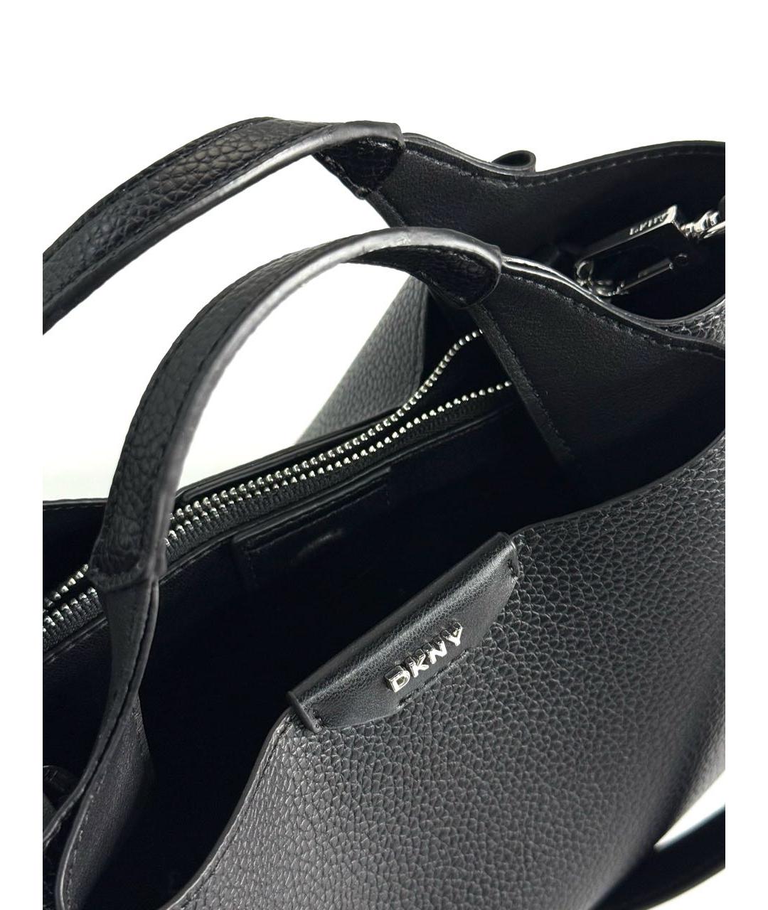 DKNY Черная кожаная сумка с короткими ручками, фото 6