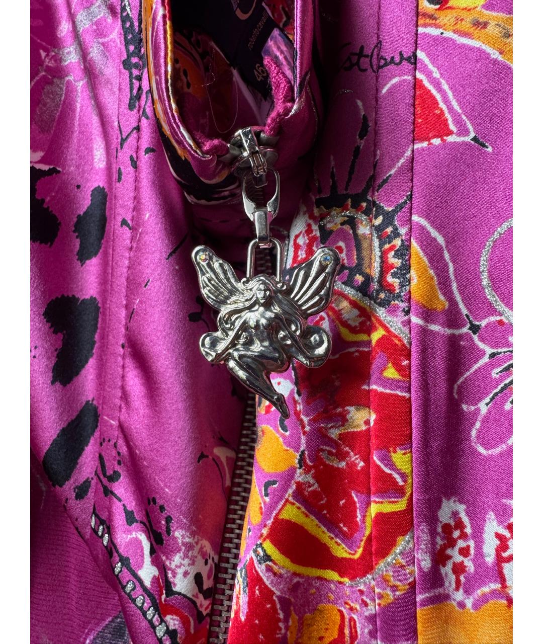 ROBERTO CAVALLI Фуксия шелковый костюм с юбками, фото 4