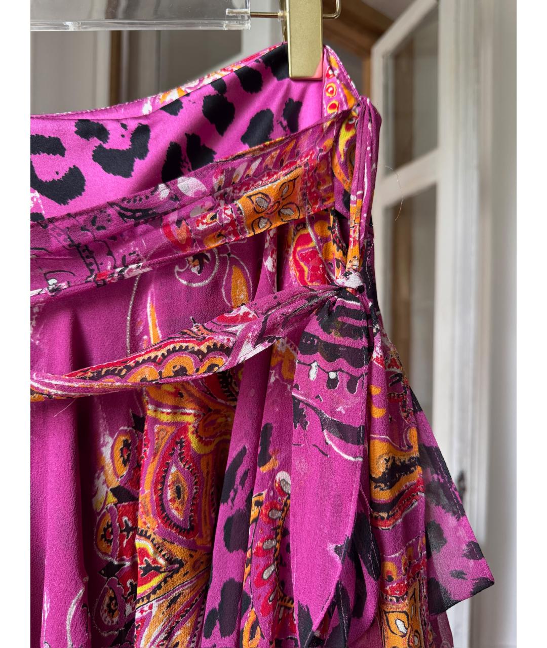 ROBERTO CAVALLI Фуксия шелковый костюм с юбками, фото 5