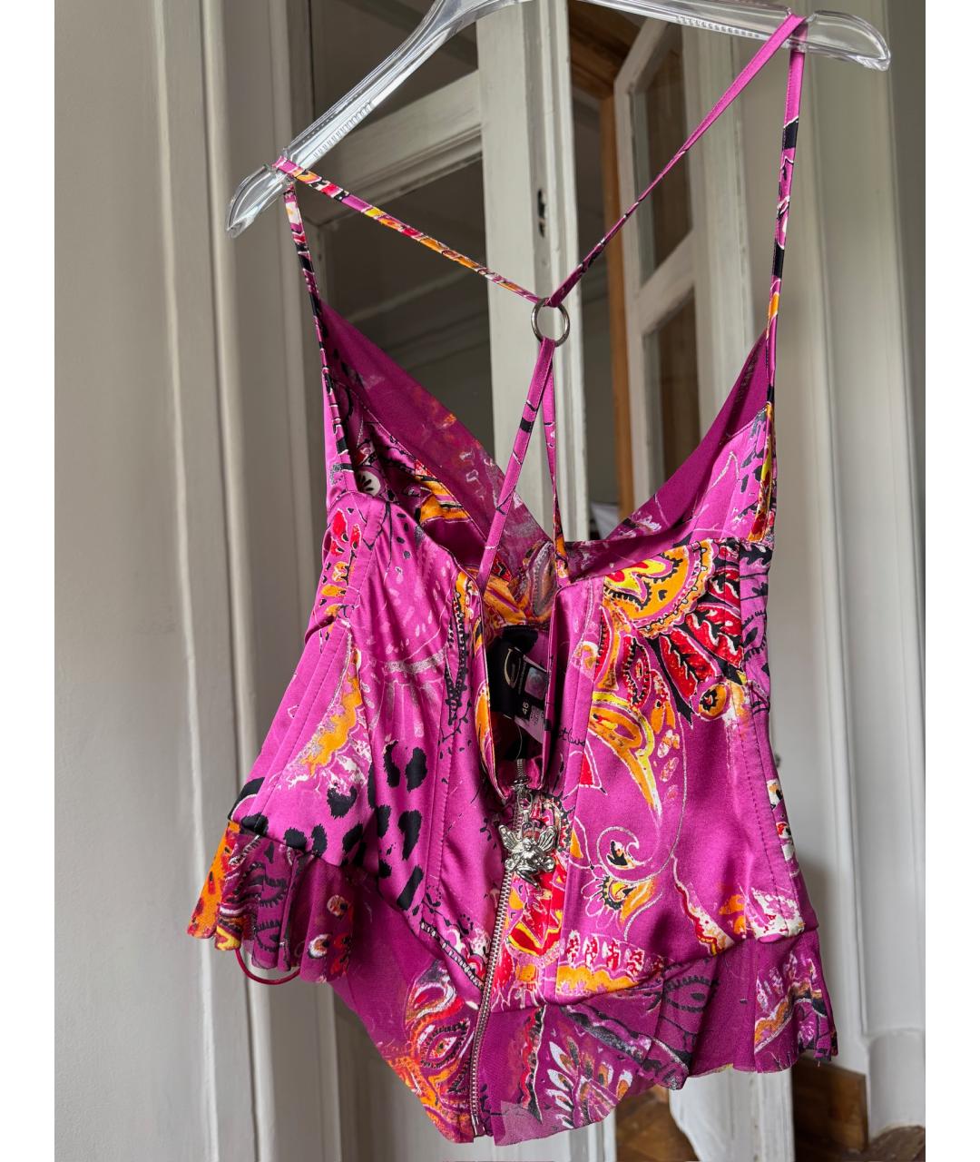 ROBERTO CAVALLI Фуксия шелковый костюм с юбками, фото 7