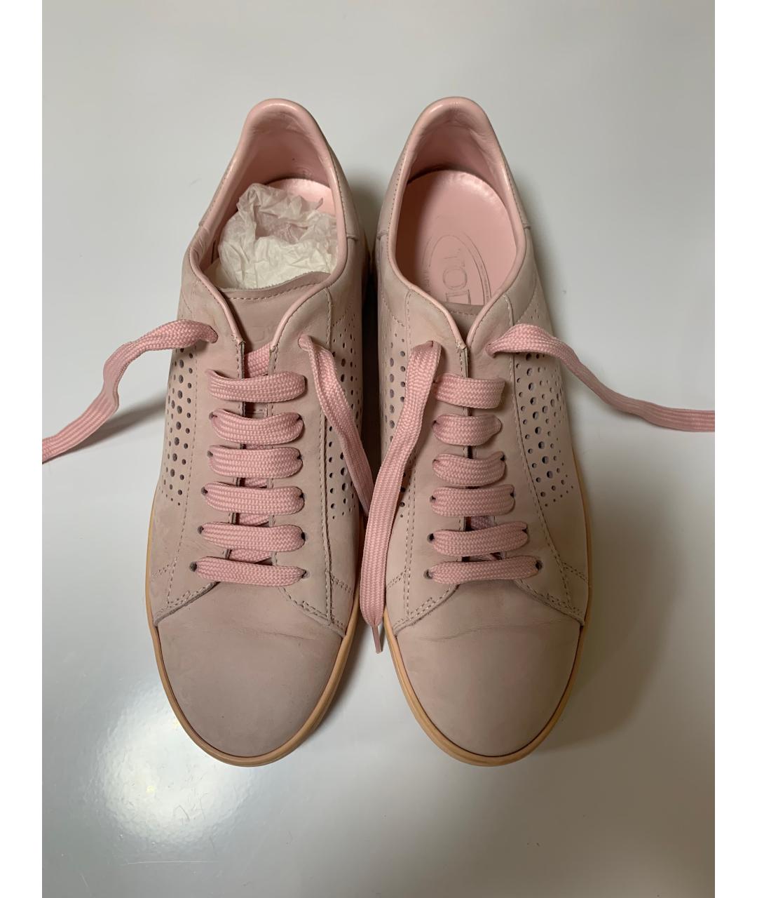 TOD'S Розовые кожаные кеды, фото 2