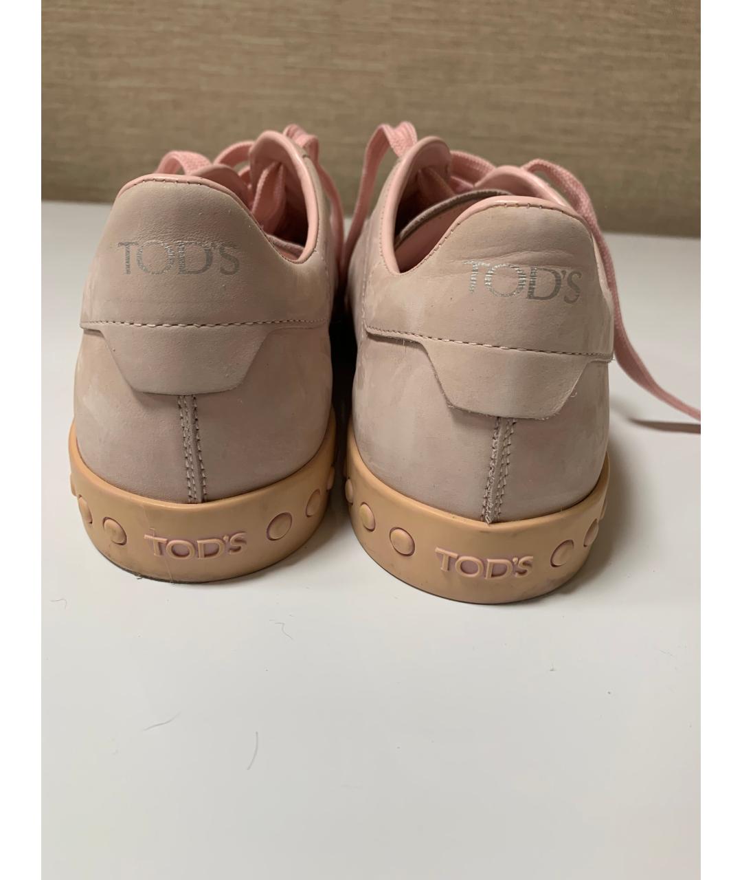 TOD'S Розовые кожаные кеды, фото 4