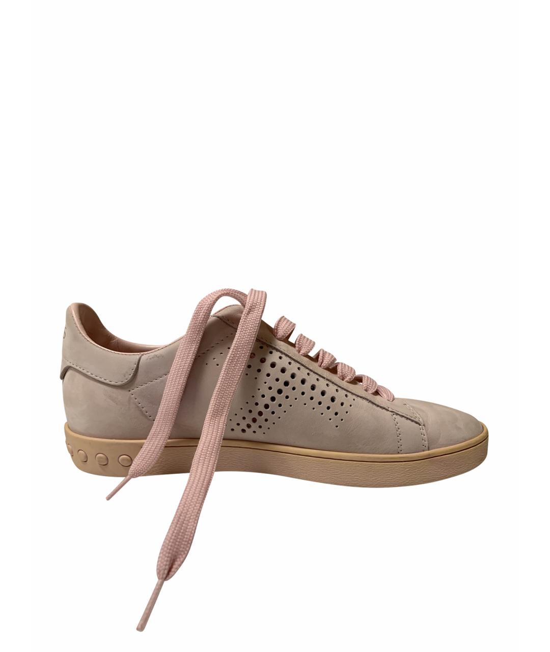 TOD'S Розовые кожаные кеды, фото 1