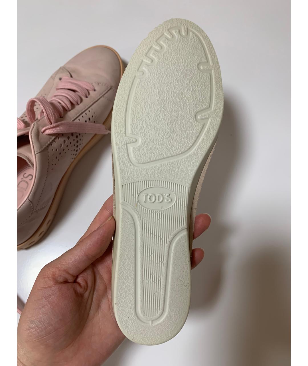TOD'S Розовые кожаные кеды, фото 8