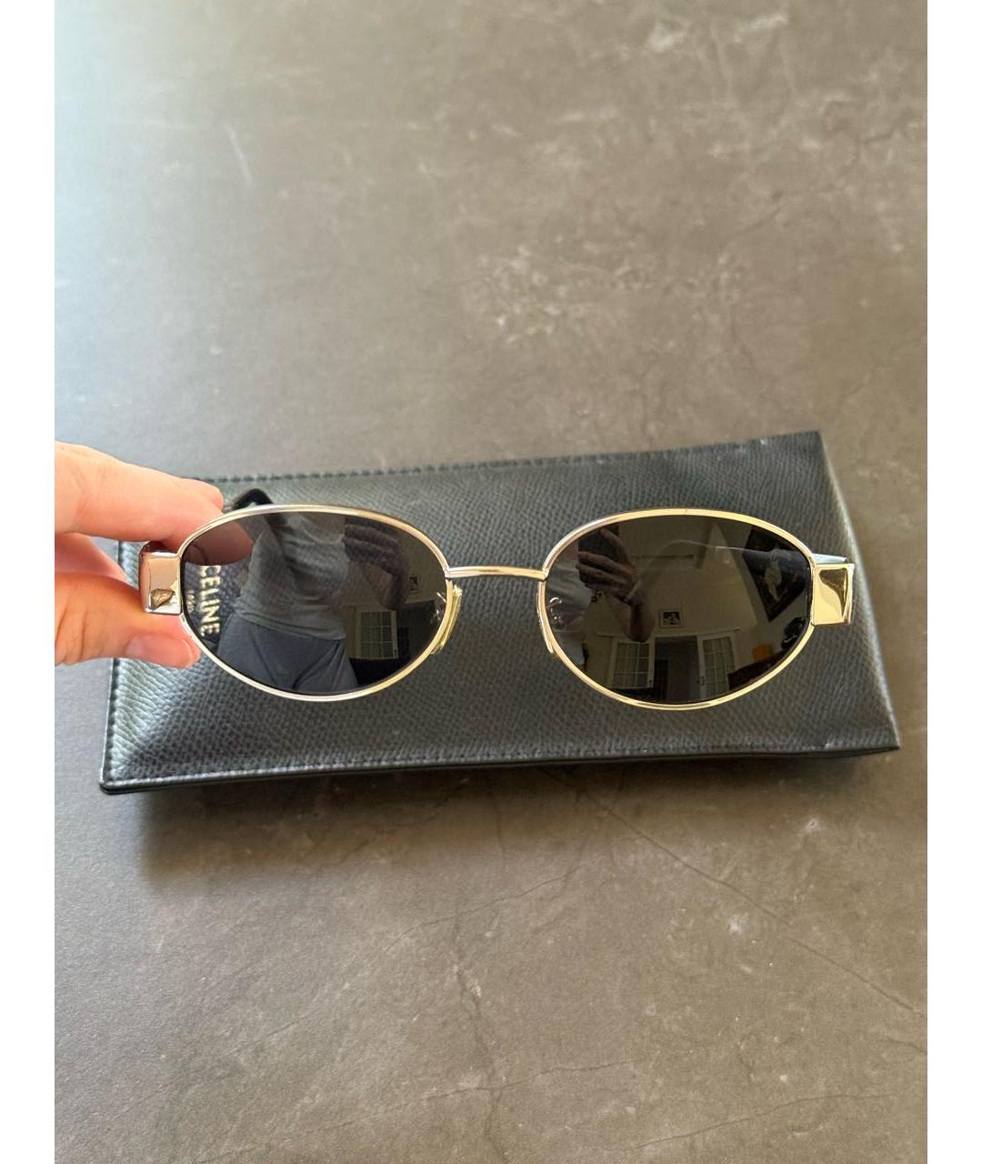 CELINE Черные металлические солнцезащитные очки, фото 4