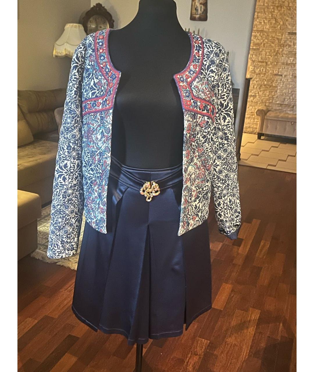 ROBERTO CAVALLI Синяя ацетатная юбка миди, фото 3