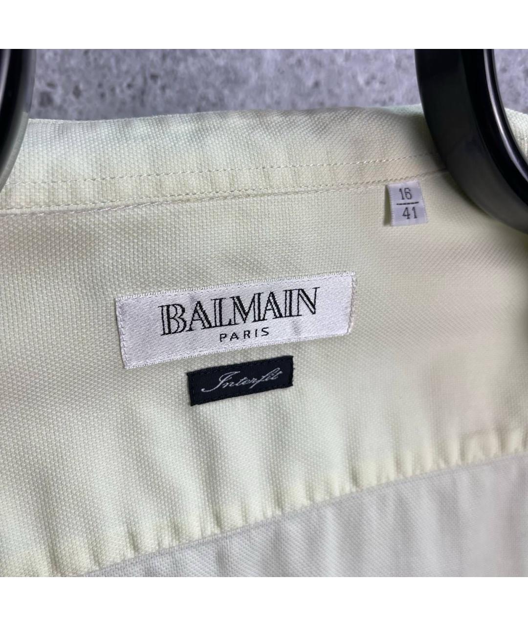 BALMAIN Желтая хлопковая классическая рубашка, фото 4