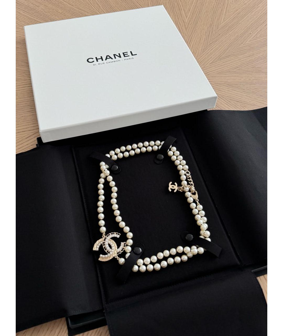 CHANEL Белое жемчужное колье, фото 3
