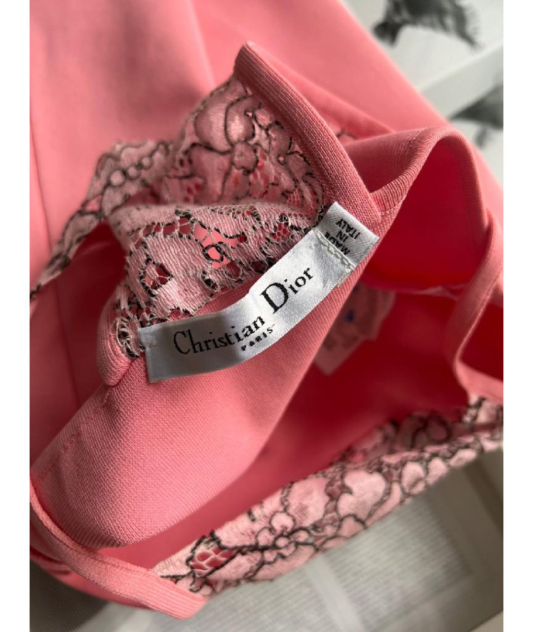CHRISTIAN DIOR Розовая вискозная майка, фото 9