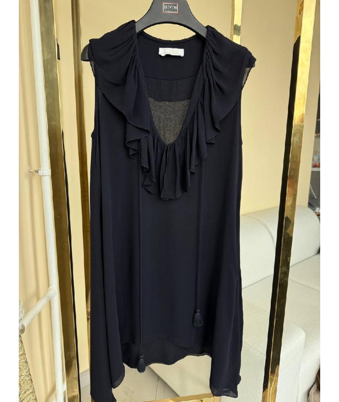 CHLOE Черное вискозное повседневное платье, фото 7
