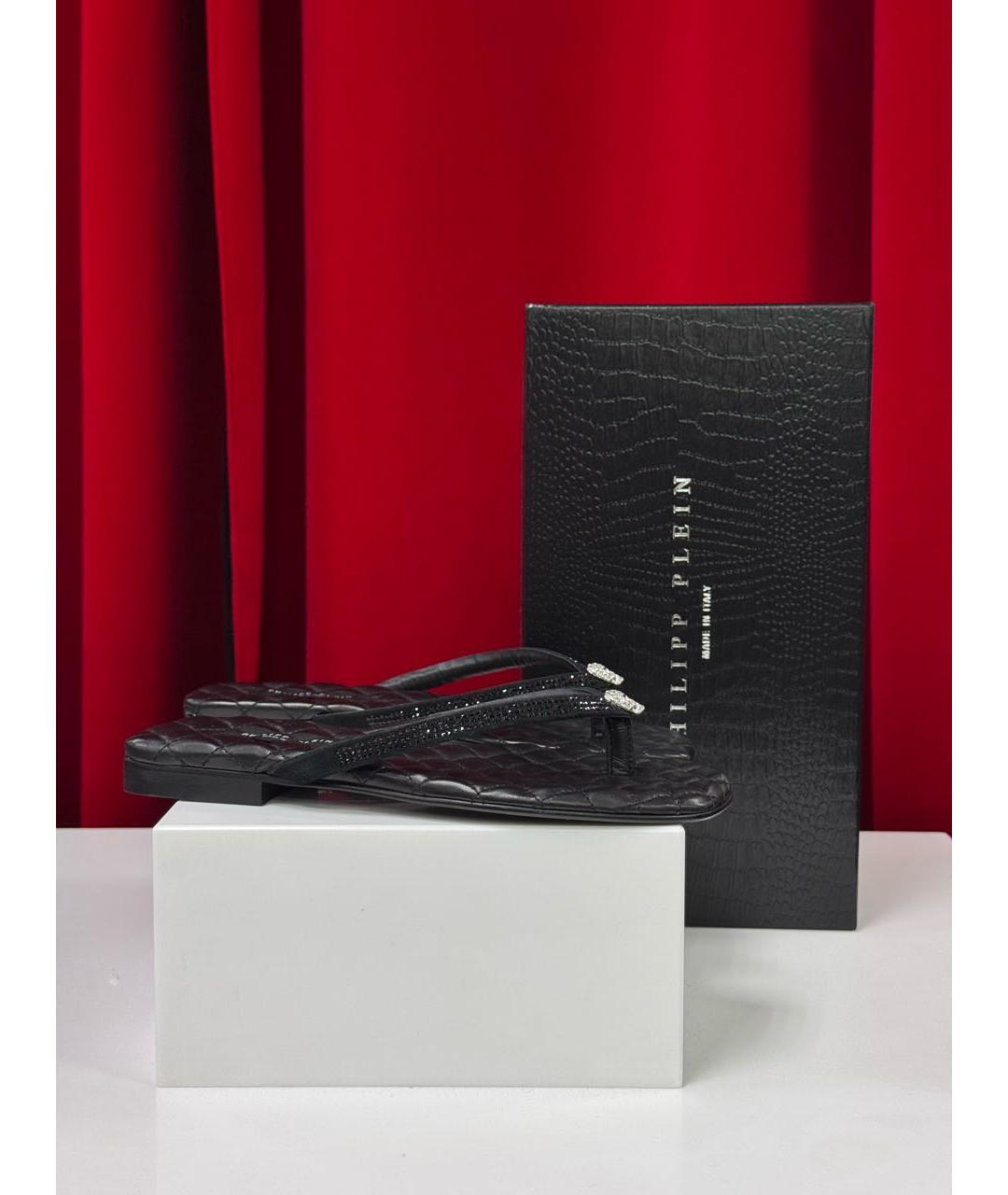 PHILIPP PLEIN Черные шлепанцы, фото 5