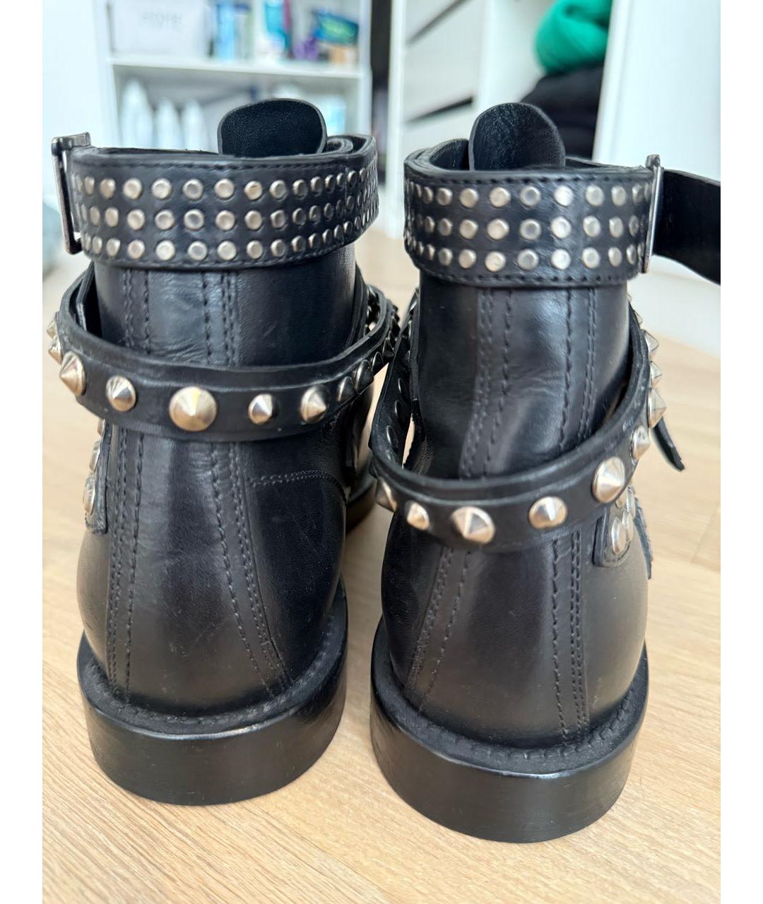 SAINT LAURENT Черные кожаные ботинки, фото 4