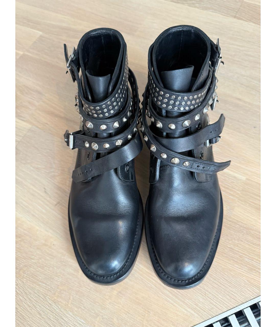 SAINT LAURENT Черные кожаные ботинки, фото 2