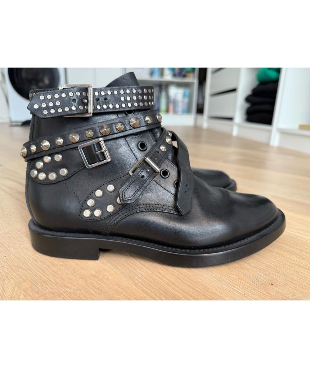 SAINT LAURENT Черные кожаные ботинки, фото 5