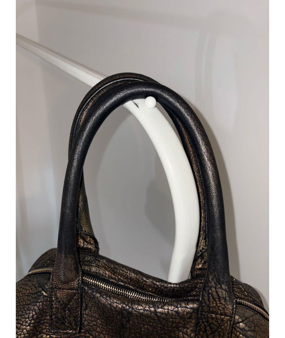 SAINT LAURENT Золотая кожаная сумка с короткими ручками, фото 6