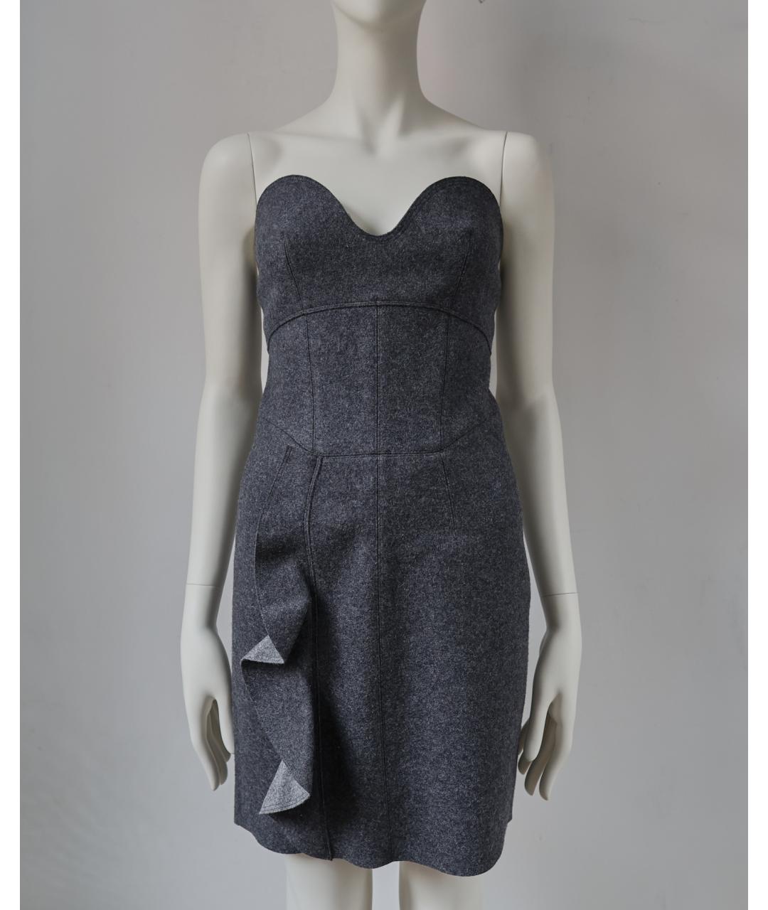 ISABEL MARANT ETOILE Серое шерстяное коктейльное платье, фото 5