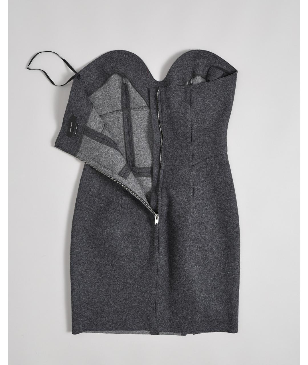 ISABEL MARANT ETOILE Серое шерстяное коктейльное платье, фото 3