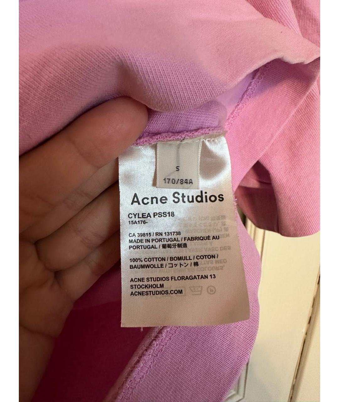 ACNE STUDIOS Розовая хлопковая футболка, фото 5