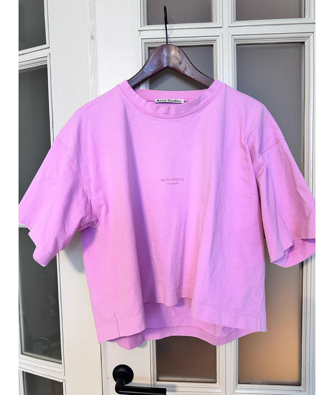 ACNE STUDIOS Розовая хлопковая футболка, фото 7